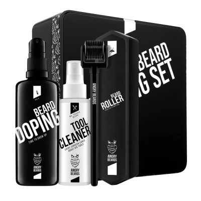 Set na rast brady a fúzov ANGRY BEARDS - Roller + Doping BIG D