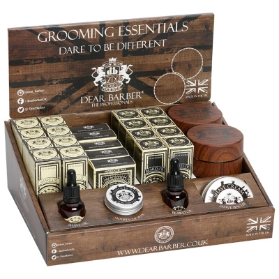 Prezentačný box s produktmi na bradu a holenie DEAR BARBER Top display unit Grooming