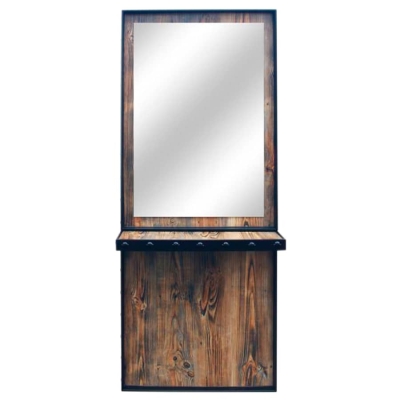 Kadernícka obsluha RUSTIC FLESSO Styling unit – barber zrkadlo s policou