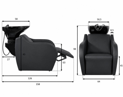 Luxusný kadernícky umývací box WISP POWER Black
