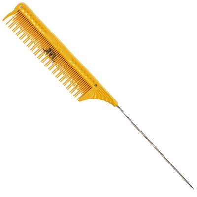 Profesionálny tupírovací hrebeň s kovovou špičkou JRL Teasing comb J103 - žltý
